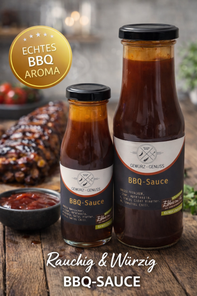 BBQ Sauce rauchig & w&uuml;rzig &ndash; Premium Grillsauce f&uuml;r Fleisch, Burger & Marinaden &ndash; Intensives BBQ Aroma
